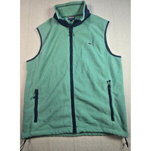 Vineyard Vines Vest Mens Size Medium Green Fleece Full Zip Up Sweater